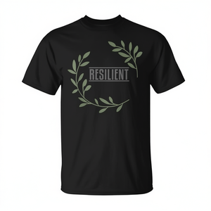 T-shirt Resilient Olive Branch noir à col rond, vêtements unisexes - Product Image 2
