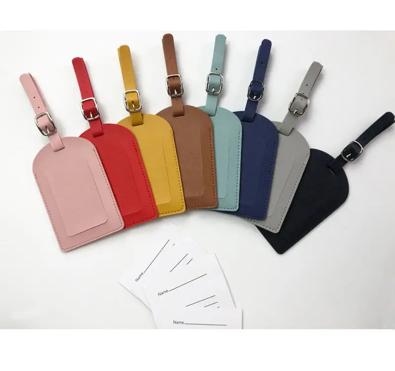 Fabriek Groothandel Prijs Multi-Kleur Pu Lederen Bagage Tag Card Sleeve Custom Logo Bagagelabel Voor Reizen