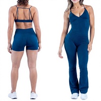 DFYN Ensemble de yoga et fitness 4 pièces, style euro-américain transfrontalier, avec bretelles spaghetti, dos ajouré, en Spandex/Nylon sans couture