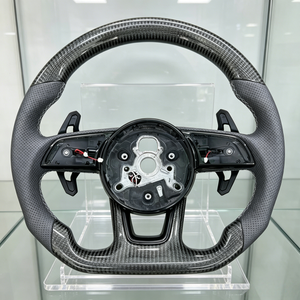 Volant de voiture en fibre de carbone personnalisé avec chauffage intégré pour <span class=keywords><strong>Audi</strong></span> A4 B8 A6 C7 TTS Q3 Q8 RS5 RS6, volant modifié - Product Image 1