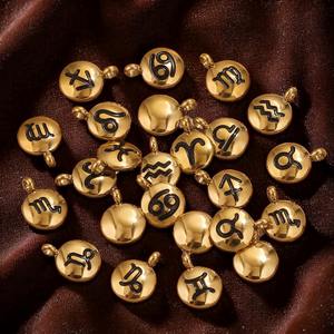 Colgantes del Zodiaco Chapados en <span class=keywords><strong>Oro</strong></span> <span class=keywords><strong>de</strong></span> 18K, Dije Redondo <span class=keywords><strong>de</strong></span> Acero Inoxidable <span class=keywords><strong>con</strong></span> Esmalte y Signo del Zodiaco, Colgante <span class=keywords><strong>de</strong></span> <span class=keywords><strong>Moneda</strong></span> <span class=keywords><strong>con</strong></span> Constelación para Joyería DIY - Product Image 4