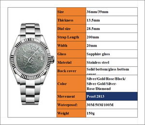Servizio di Personalizzazione OEM/ODM, Orologi Meccanici Automatici Pearl 2813 con Quadrante Rilievo Superficie <span class=keywords><strong>Lunare</strong></span> per Uomo - Product Image 2