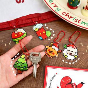 Spot Christmas Cartoon Plastic Keychain Ornament Beaded Pendant <b>Bag</b> Charm Holiday Decoration Wholesale - Product Image 1