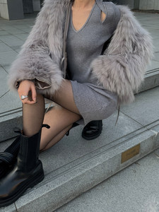 Abito Maglione Lusso <span class=keywords><strong>Nero</strong></span> da Donna in Maglia Acrilica <span class=keywords><strong>a</strong></span> <span class=keywords><strong>Maniche</strong></span> <span class=keywords><strong>Lunghe</strong></span> Slim Fit Colore Curry di Alta Qualità per Commercio all'Ingrosso - Product Image 6