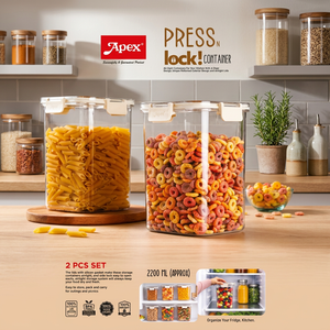 ANAX Airtight Plastic Food Storage Containers Square <b>Canisters</b> with Lids Stackable Kitchen Pantry Jar <b>Set</b> 2200 ML - Product Image 3