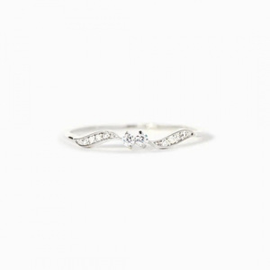 Anillos de Moda para Mujer, Anillo de Compromiso de Aleación Blanca con Engaste Pavé, Diseño Minimalista, Estilo Europeo, Banda Lisa - Product Image 5