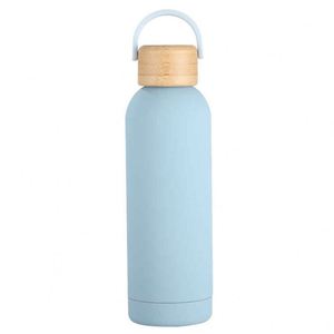Stainless Steel Vacuum Insulated Water Bottle with Wooden Lid and Handle Minimalist Design for Travel 24H Thermal Insulation - Product Image 5