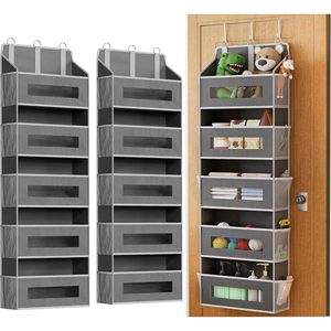 Organisateur à suspendre derrière la porte à 5 niveaux, 33x15x85cm, avec 10 poches en filet pour le rangement, étagères suspendues derrière la porte - Product Image 1