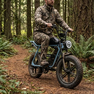 จักรยานไฟฟ้ามอเตอร์ไร้แปรงถ่าน 48V 16Ah ยางใหญ่ พร้อมไฟหน้า LED และแตร สำหรับการล่าสัตว์และการเดินทางในป่า - Product Image 1