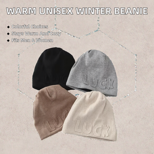 Gorro de Invierno de Moda, Grueso, de Punto Jacquard, 100% Acrílico, Unisex, Gorro de Calavera, Cálido, Acogedor, Estilo Común, Color Sólido - Product Image 2