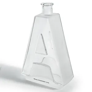 कस्टम पत्र एक बी डिजाइन सुपर चकमक गिलास शराब की बोतल भावना व्हिस्की 750ml शहद तेल वोदका जिन टकीला रम काग के साथ शीर्ष