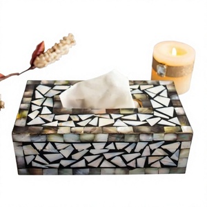 Boîte à mouchoirs décorative en os et nacre incrustés, fabriquée à la main, avec un motif élégant, logo personnalisé pour les hôtels et les maisons - Product Image 1