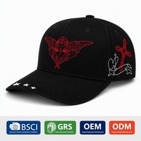 Casquette de baseball streetwear personnalisée Y2K gothique avec broderie 3D, casquette de sport GRS recyclée haute performance avec visière étoilée, vente en gros