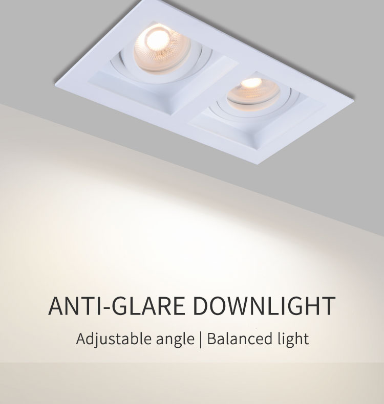 Square Anti Glare Downlights 185X100mm Adjustable Twin Head Downlight