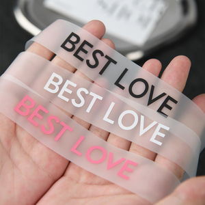 Groothandel op maat gemaakte luxe gepersonaliseerde logo merk gouden inkt zeefdruk TPU transparante cadeau bedraad grosgrain lint - Product Image 3