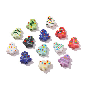 Perles de noël en céramique de formes variées, pour la fabrication de bracelets, ornements à faire soi-même, arbres de noël, bonhommes de neige, accessoires de bijoux - Product Image 5