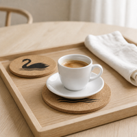 Sous-plat en liège écologique personnalisé, style moderne, dessous de verre résistant à la chaleur, tapis réutilisables en MDF, dessous de plat ronds en bois pour table à manger