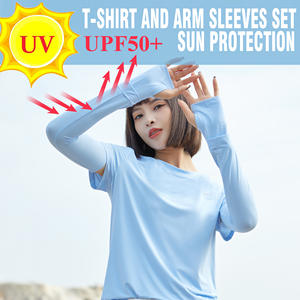 Vente en gros de t-shirts de sport <span class=keywords><strong>anti</strong></span>-<span class=keywords><strong>UV</strong></span> à séchage rapide pour femmes UPF50 + t-shirts et manches de bras pour la course à pied et le cyclisme - Product Image 4