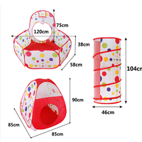 Ensemble de tente de jeu pliable 3 pièces pour enfants avec piscine à balles et tunnel d'exploration en polyester, jouet sportif
