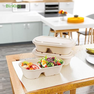 Vente en gros fabricants de papier d'emballage de salade de forme physique dégradable boîte à lunch jetable de pulpe de canne à sucre - Product Image 6