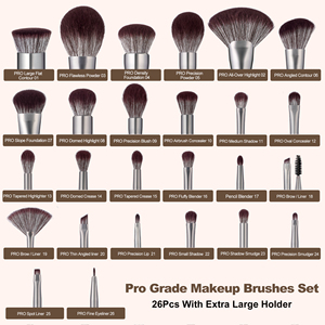 Daily Queen & Mor-phe 26 pièces Pinceaux de maquillage en bois brun à poils nano, doux et luxueux, pour poudre, marque privée - Product Image 1