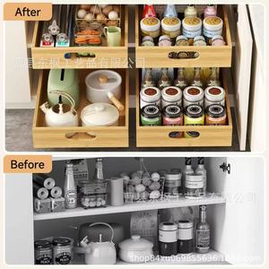 Organizador de Cajones de Madera con Niveles Extraíbles para Fregadero de Cocina, Cestas de Almacenamiento Rectangulares - Product Image 2
