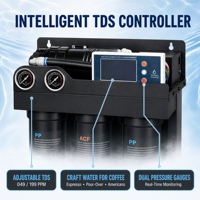 Système de filtration d'eau par osmose inverse commercial 600 GPD avec contrôleur TDS intelligent pour la production d'eau spécialisée pour le café