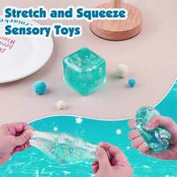 Cube anti-stress Taba Squishy - Jouet sensoriel océanique à remontée lente pour enfants et adultes, cadeau relaxant à presser