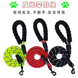Laisse réfléchissante en nylon pour chiens de petite et moyenne taille, longueur extensible de 2M à 3M, corde de promenade pour animaux de compagnie de couleur unie - Product Image 5