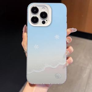 Funda para Teléfono con Diseño de Ola Oceánica y Atardecer en Vidrio Tintado para <span class=keywords><strong>iPhone</strong></span> 16/15/14/13/<span class=keywords><strong>12</strong></span> <span class=keywords><strong>Pro</strong></span> <span class=keywords><strong>Max</strong></span>, Carcasa Transparente Antigolpes con Degradado de Playa y Estilo Boho - Product Image 5