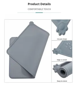 Tapete de Alimentación para Mascotas de Silicona con Diseño de Huella de Perro, Impermeable, Antideslizante, a Prueba de Fugas, Fácil de Limpiar y de Grado Alimenticio - Product Image 5