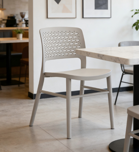 Modern Minimalist <b>Stackable</b> PVC Commercial <b>Dining</b> <b>Chair</b> with Perforated Back for Home Cafe Banquet & Restaurant Use - Product Image 6