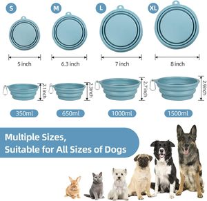 Custom Collapsible Water Food Dog Bowl <b>Slow</b> <b>Feeder</b> Silicone Pet Travel Bowl With Carabiner - Product Image 5
