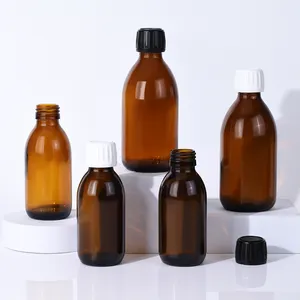 Фармацевтическая прозрачная янтарная бутылка с витамином