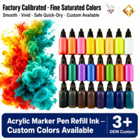 Ensemble de peinture acrylique pour coulage OEM 36 couleurs 10 ml pour toile, papier et verre - à base d'eau, séchage rapide, multi-usages, certifié EN71