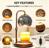 Lampe chauffe-bougie avec minuterie, intensité réglable, 2 ampoules rétro, cadeaux de déménagement, décoration de maison neuve