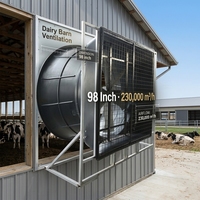 Ventilateur d'extraction de 98 pouces, 230 000 m³/h, pour l'élevage, avec 6 pales en alliage et moteur BLDC, pour les fermes laitières
