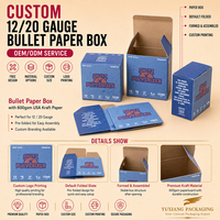 Boîte à munitions en carton kraft USA 600 GSM personnalisée vide pour calibre 12/20 avec fond automatique, directement du fabricant