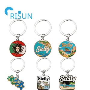 Llavero Metálico Personalizado de <span class=keywords><strong>Sicilia</strong></span>, Italia, con Esmalte Personalizado, <span class=keywords><strong>Bandera</strong></span> de <span class=keywords><strong>Sicilia</strong></span>, Cadena para Llaves, Logotipo de la Trinacria Siciliana - Product Image 1
