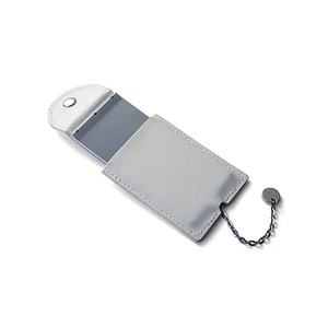 High Quality Rectangle Silver Portable Single Sided UV Printing Metal <b>Makeup</b> <b>Mirror</b> with PU Pouch - Product Image 3