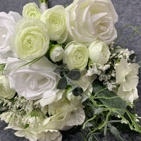 B-1285 Desain Baru Bunga Pernikahan mawar putih peony daun eucalyptus Buket Pengantin tangkai pendek buket mawar grosir