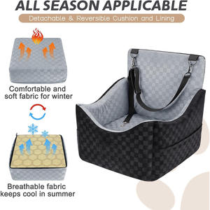 OEM Egg Memory Foam Pet Booster Sitz Tartan Design Tragbares reise sicheres Haustier bett mit Sicherheits gurten und Aufbewahrung taschen - Product Image 3