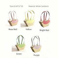 Sacs fourre-tout en bambou tressé à motif floral, sacs cadeaux style boîte à fleurs pour la Saint-Valentin, la fête des mères et les fêtes, emballage pour fleuristes