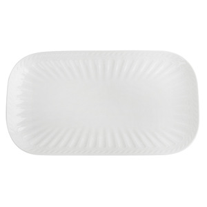 Ensemble d'assiettes rectangulaires en céramique blanches côtelées, plat brillant pour servir des apéritifs et des desserts <span class=keywords><strong>de</strong></span> <span class=keywords><strong>fruits</strong></span> <span class=keywords><strong>de</strong></span> <span class=keywords><strong>mer</strong></span> à la maison ou au restaurant - Product Image 6