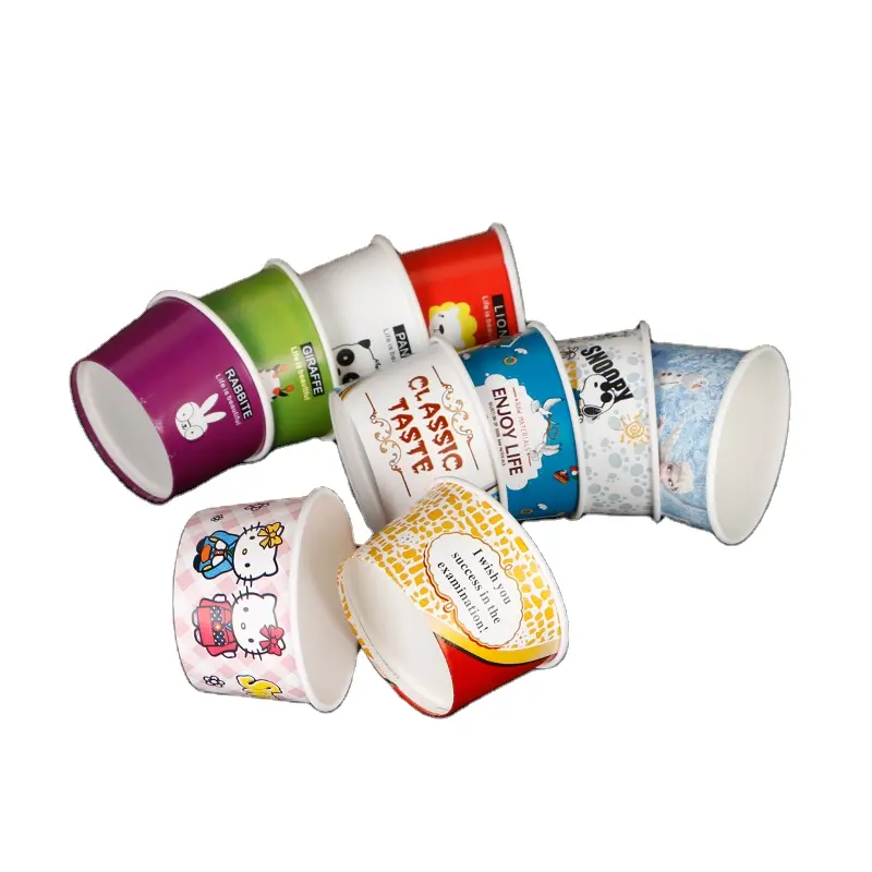 Geri dönüşümlü kağıt bardaklar 4 oz dondurma fincan tek kullanımlık ambalaj fincan buz krem kapları