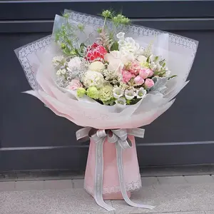 Best Selling 58*58cm Lace Edge Bouquet Waterproof Frame Gift Flower Wrapping Paper