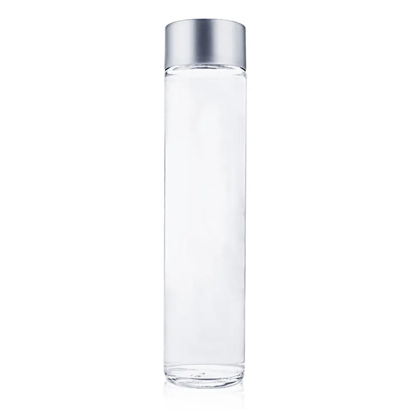 wholesale straight side cylinder voss glass water bottle mineral water glass bottle with cap