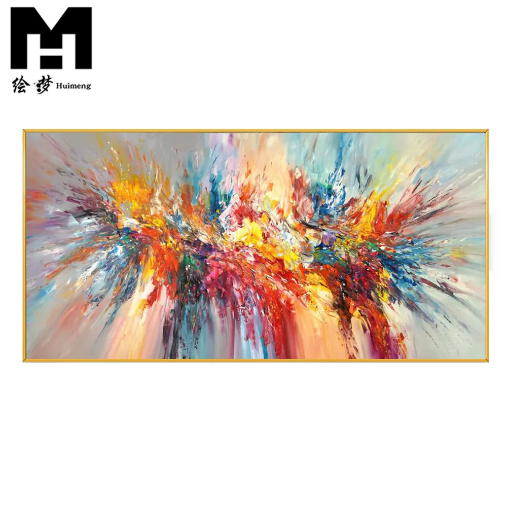 100% Hand Painted Abstract Modern Colorful Landscape Blooming Firework Canvas acrylic wall painting art
