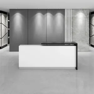 High Gloss White Gold And Black Hotel Reception Small Desk For Salon