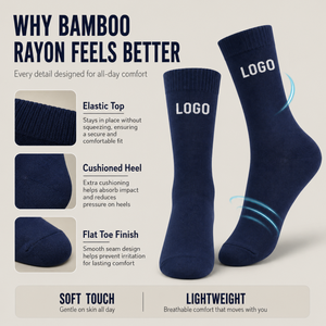 Calcetines de Bambú para Hombre, Diseño Nuevo, Transpirables, con Logotipo Personalizado, Color Sólido, en Caja, Antiolor - Product Image 4